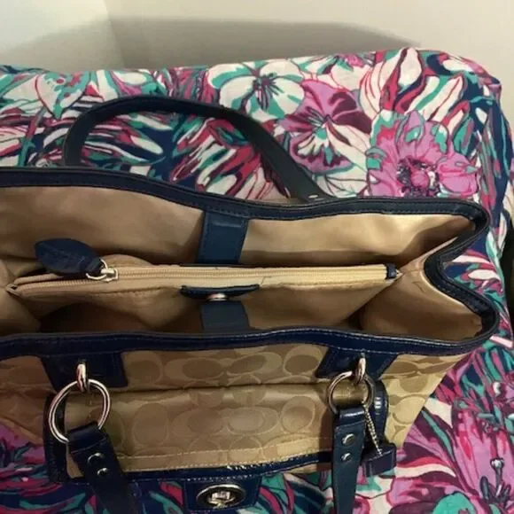 Coach F19043 Khaki/Navy Penelope Signature Satchel - Picture 9 of 13